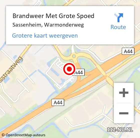 Locatie op kaart van de 112 melding: Brandweer Met Grote Spoed Naar Sassenheim, Warmonderweg op 8 juli 2022 04:58