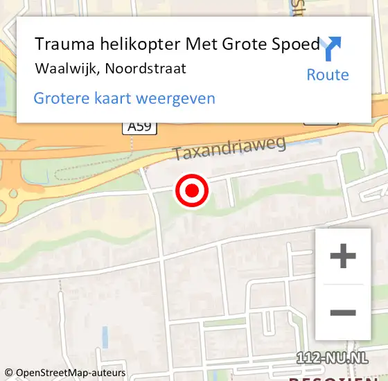 Locatie op kaart van de 112 melding: Trauma helikopter Met Grote Spoed Naar Waalwijk, Noordstraat op 8 juli 2022 06:18