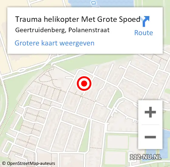 Locatie op kaart van de 112 melding: Trauma helikopter Met Grote Spoed Naar Geertruidenberg, Polanenstraat op 8 juli 2022 07:28