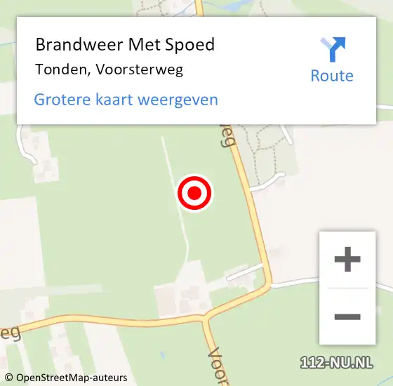 Locatie op kaart van de 112 melding: Brandweer Met Spoed Naar Tonden, Voorsterweg op 8 juli 2022 07:30