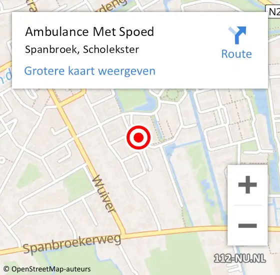 Locatie op kaart van de 112 melding: Ambulance Met Spoed Naar Spanbroek, Scholekster op 8 juli 2022 07:59