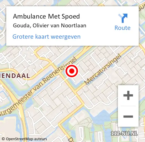 Locatie op kaart van de 112 melding: Ambulance Met Spoed Naar Gouda, Olivier van Noortlaan op 8 juli 2022 08:08