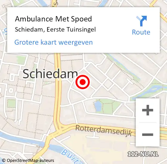 Locatie op kaart van de 112 melding: Ambulance Met Spoed Naar Schiedam, Eerste Tuinsingel op 8 juli 2022 08:22