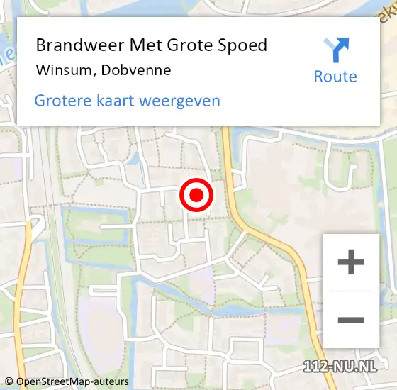 Locatie op kaart van de 112 melding: Brandweer Met Grote Spoed Naar Winsum, Dobvenne op 8 juli 2022 08:29