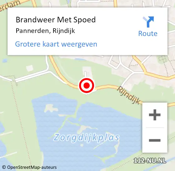 Locatie op kaart van de 112 melding: Brandweer Met Spoed Naar Pannerden, Rijndijk op 8 juli 2022 08:38