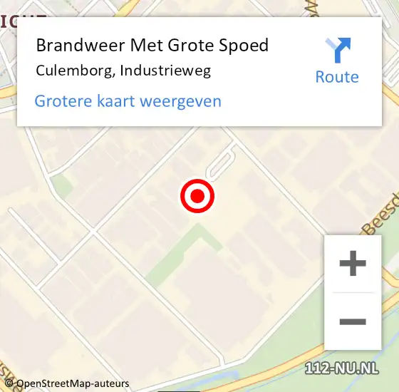 Locatie op kaart van de 112 melding: Brandweer Met Grote Spoed Naar Culemborg, Industrieweg op 8 juli 2022 08:40