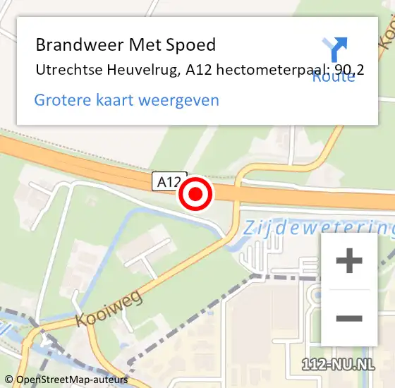 Locatie op kaart van de 112 melding: Brandweer Met Spoed Naar Utrechtse Heuvelrug, A12 hectometerpaal: 90,2 op 8 juli 2022 08:54