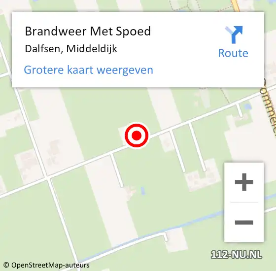 Locatie op kaart van de 112 melding: Brandweer Met Spoed Naar Dalfsen, Middeldijk op 8 juli 2022 09:11