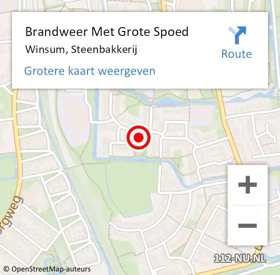 Locatie op kaart van de 112 melding: Brandweer Met Grote Spoed Naar Winsum, Steenbakkerij op 8 juli 2022 09:27