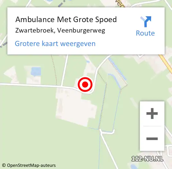 Locatie op kaart van de 112 melding: Ambulance Met Grote Spoed Naar Zwartebroek, Veenburgerweg op 8 juli 2022 09:35