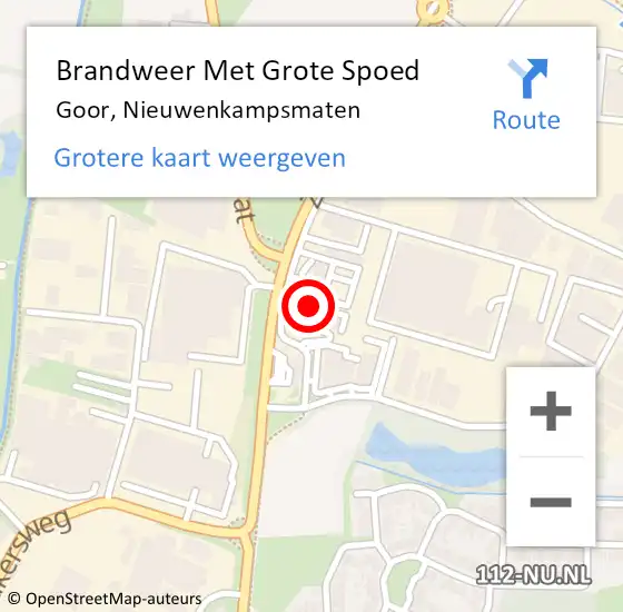 Locatie op kaart van de 112 melding: Brandweer Met Grote Spoed Naar Goor, Nieuwenkampsmaten op 8 juli 2022 09:45