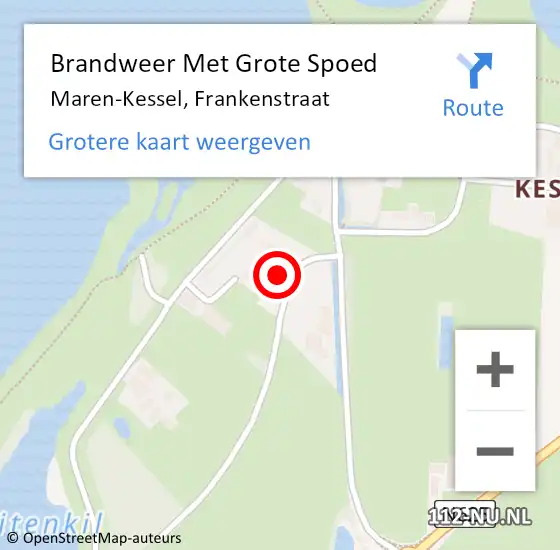 Locatie op kaart van de 112 melding: Brandweer Met Grote Spoed Naar Maren-Kessel, Frankenstraat op 8 juli 2022 09:46