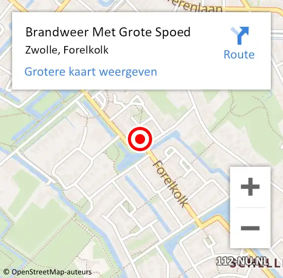 Locatie op kaart van de 112 melding: Brandweer Met Grote Spoed Naar Zwolle, Forelkolk op 8 juli 2022 09:59