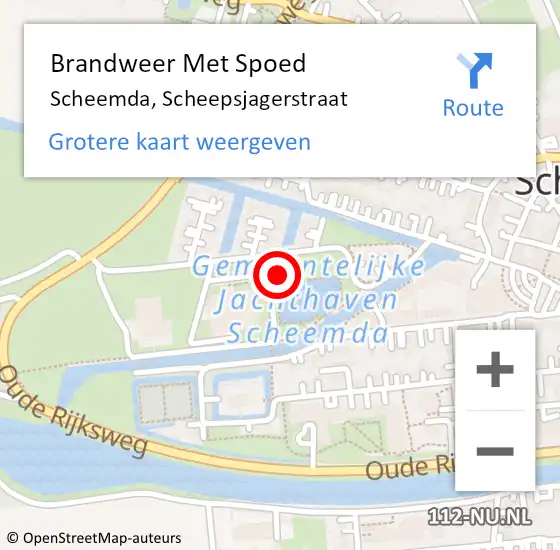 Locatie op kaart van de 112 melding: Brandweer Met Spoed Naar Scheemda, Scheepsjagerstraat op 8 juli 2022 10:08