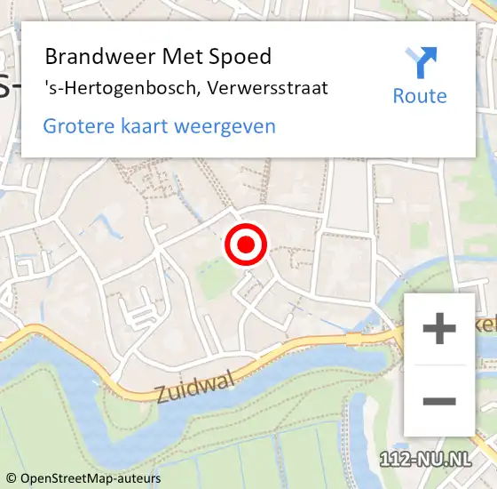 Locatie op kaart van de 112 melding: Brandweer Met Spoed Naar 's-Hertogenbosch, Verwersstraat op 8 juli 2022 10:22