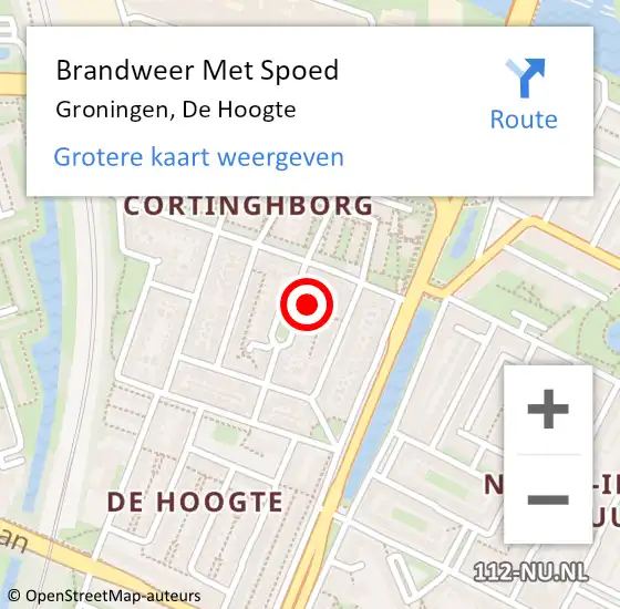 Locatie op kaart van de 112 melding: Brandweer Met Spoed Naar Groningen, De Hoogte op 8 juli 2022 10:34