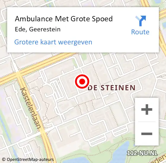 Locatie op kaart van de 112 melding: Ambulance Met Grote Spoed Naar Ede, Geerestein op 8 juli 2022 11:08