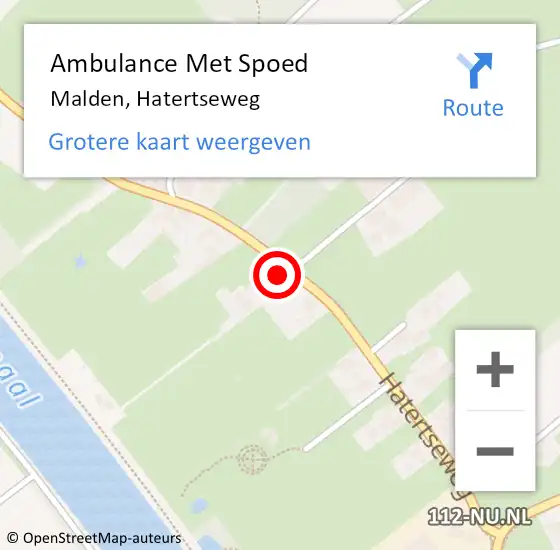 Locatie op kaart van de 112 melding: Ambulance Met Spoed Naar Malden, Hatertseweg op 8 juli 2022 11:15