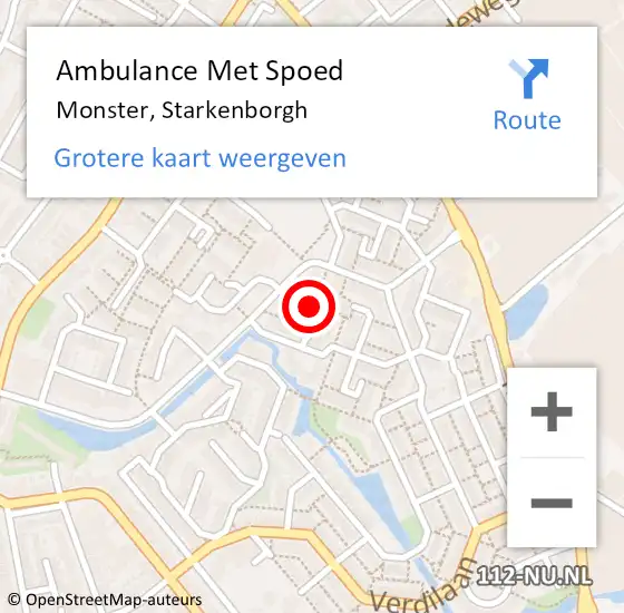 Locatie op kaart van de 112 melding: Ambulance Met Spoed Naar Monster, Starkenborgh op 8 juli 2022 11:45