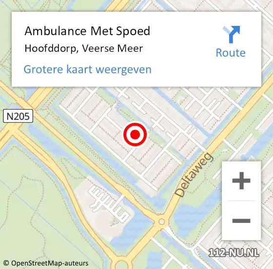 Locatie op kaart van de 112 melding: Ambulance Met Spoed Naar Hoofddorp, Veerse Meer op 8 juli 2022 12:15