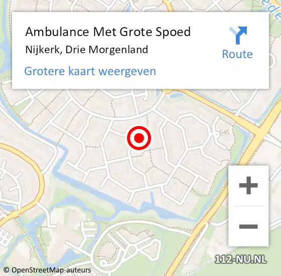 Locatie op kaart van de 112 melding: Ambulance Met Grote Spoed Naar Nijkerk, Drie Morgenland op 8 juli 2022 12:21