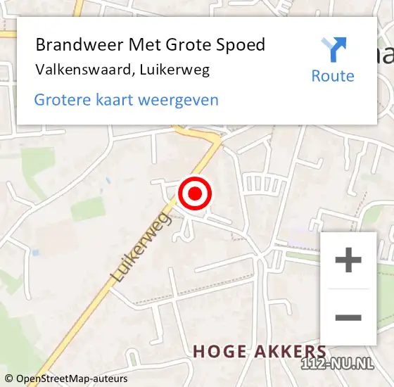 Locatie op kaart van de 112 melding: Brandweer Met Grote Spoed Naar Valkenswaard, Luikerweg op 8 juli 2022 12:37