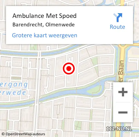 Locatie op kaart van de 112 melding: Ambulance Met Spoed Naar Barendrecht, Olmenwede op 8 juli 2022 13:03