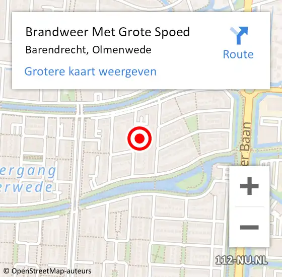 Locatie op kaart van de 112 melding: Brandweer Met Grote Spoed Naar Barendrecht, Olmenwede op 8 juli 2022 13:12