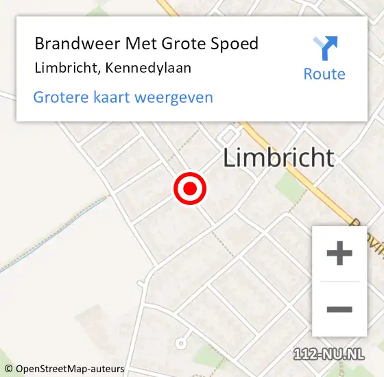 Locatie op kaart van de 112 melding: Brandweer Met Grote Spoed Naar Limbricht, Kennedylaan op 8 juli 2022 13:43