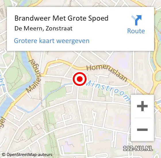 Locatie op kaart van de 112 melding: Brandweer Met Grote Spoed Naar De Meern, Zonstraat op 8 juli 2022 13:45