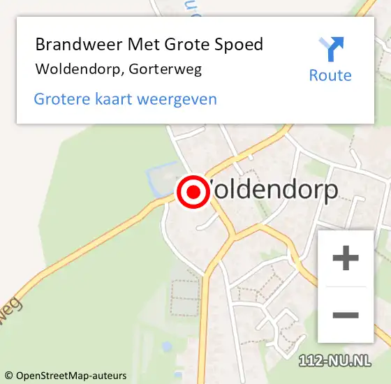 Locatie op kaart van de 112 melding: Brandweer Met Grote Spoed Naar Woldendorp, Gorterweg op 22 juli 2014 16:02