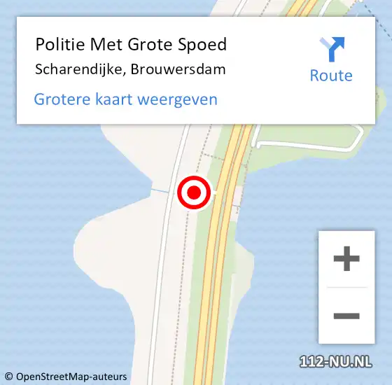 Locatie op kaart van de 112 melding: Politie Met Grote Spoed Naar Scharendijke, Brouwersdam op 8 juli 2022 14:26