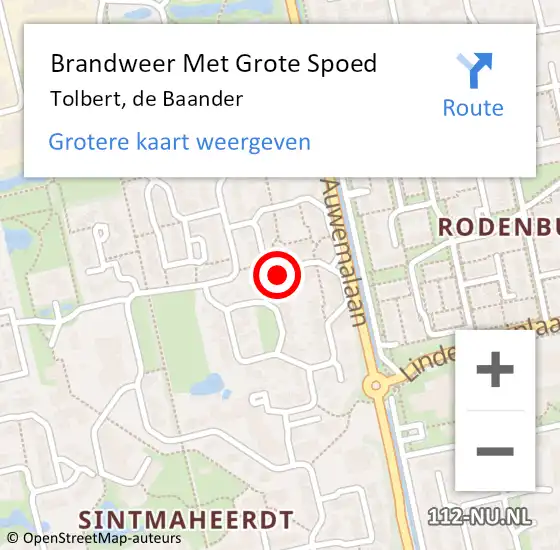 Locatie op kaart van de 112 melding: Brandweer Met Grote Spoed Naar Tolbert, de Baander op 8 juli 2022 14:37