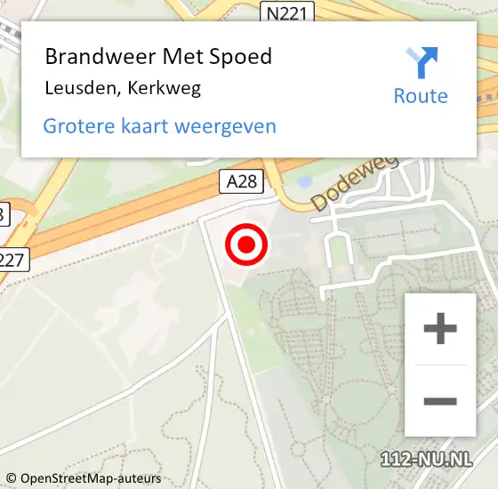 Locatie op kaart van de 112 melding: Brandweer Met Spoed Naar Leusden, Kerkweg op 8 juli 2022 14:51