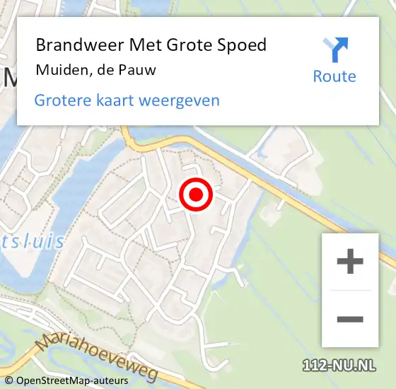 Locatie op kaart van de 112 melding: Brandweer Met Grote Spoed Naar Muiden, de Pauw op 8 juli 2022 15:00