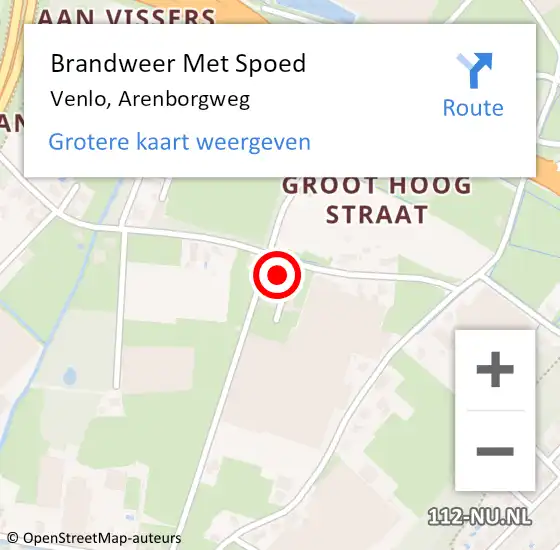 Locatie op kaart van de 112 melding: Brandweer Met Spoed Naar Venlo, Arenborgweg op 8 juli 2022 15:03