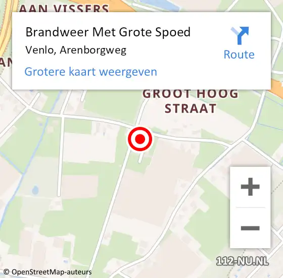 Locatie op kaart van de 112 melding: Brandweer Met Grote Spoed Naar Venlo, Arenborgweg op 8 juli 2022 15:09