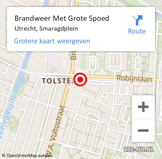 Locatie op kaart van de 112 melding: Brandweer Met Grote Spoed Naar Utrecht, Smaragdplein op 8 juli 2022 15:11