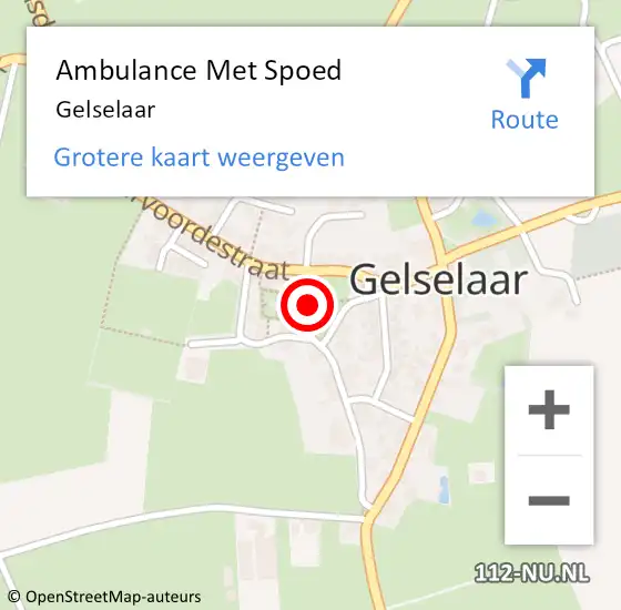 Locatie op kaart van de 112 melding: Ambulance Met Spoed Naar Gelselaar op 8 juli 2022 15:38