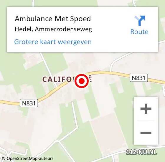 Locatie op kaart van de 112 melding: Ambulance Met Spoed Naar Hedel, Ammerzodenseweg op 8 juli 2022 15:40