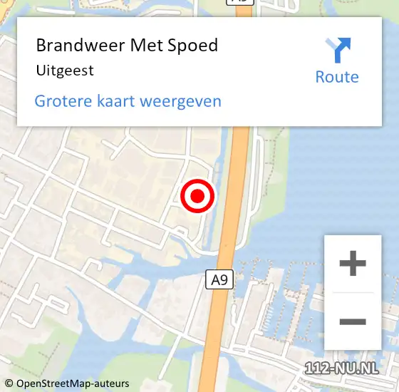 Locatie op kaart van de 112 melding: Brandweer Met Spoed Naar Uitgeest op 8 juli 2022 15:57