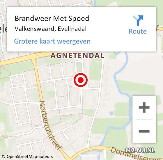 Locatie op kaart van de 112 melding: Brandweer Met Spoed Naar Valkenswaard, Evelinadal op 8 juli 2022 16:15