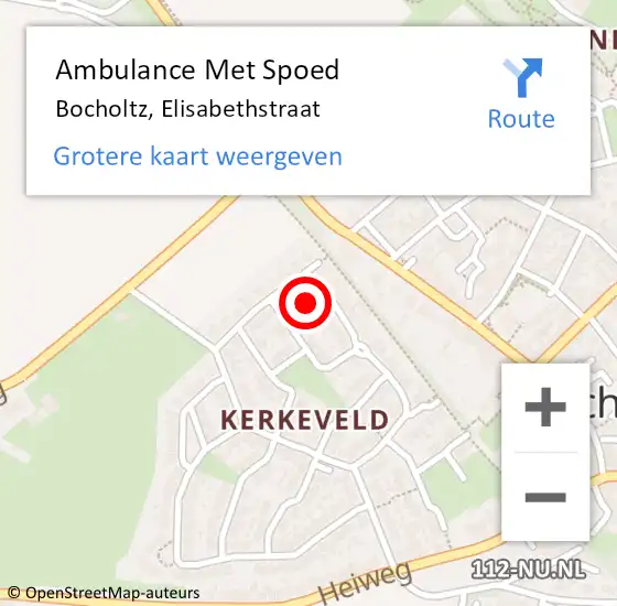 Locatie op kaart van de 112 melding: Ambulance Met Spoed Naar Bocholtz, Elisabethstraat op 9 oktober 2013 09:21