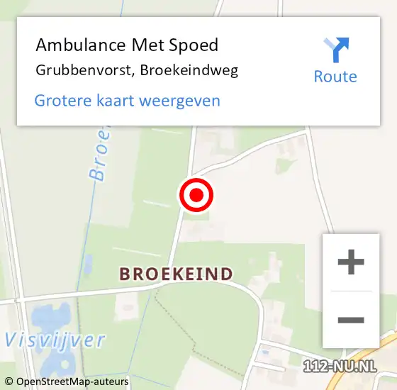 Locatie op kaart van de 112 melding: Ambulance Met Spoed Naar Grubbenvorst, Broekeindweg op 22 juli 2014 16:20
