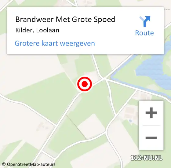 Locatie op kaart van de 112 melding: Brandweer Met Grote Spoed Naar Kilder, Loolaan op 8 juli 2022 16:30