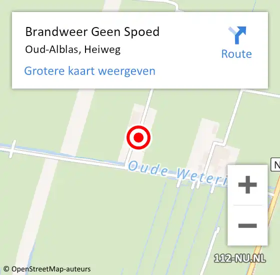 Locatie op kaart van de 112 melding: Brandweer Geen Spoed Naar Oud-Alblas, Heiweg op 8 juli 2022 16:31