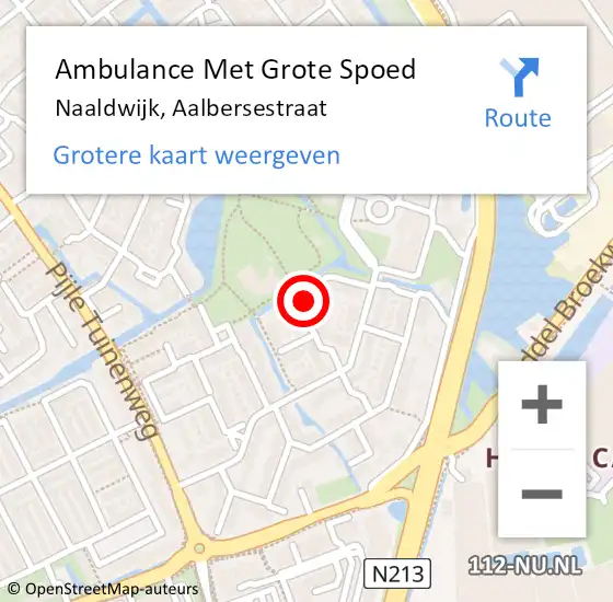 Locatie op kaart van de 112 melding: Ambulance Met Grote Spoed Naar Naaldwijk, Aalbersestraat op 8 juli 2022 16:31