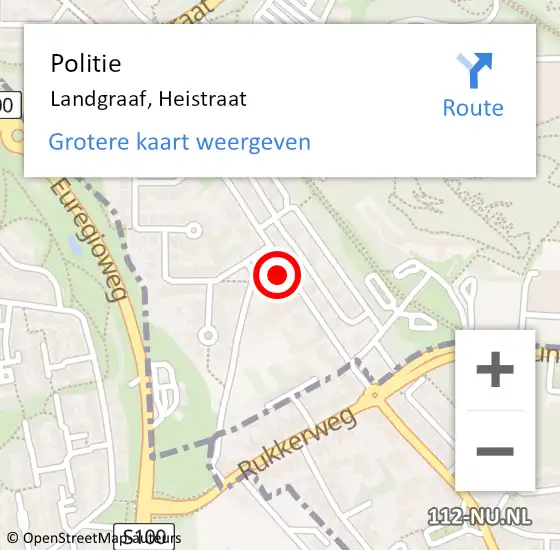 Locatie op kaart van de 112 melding: Politie Landgraaf, Heistraat op 8 juli 2022 16:55