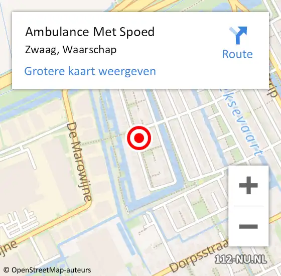 Locatie op kaart van de 112 melding: Ambulance Met Spoed Naar Zwaag, Waarschap op 8 juli 2022 17:09