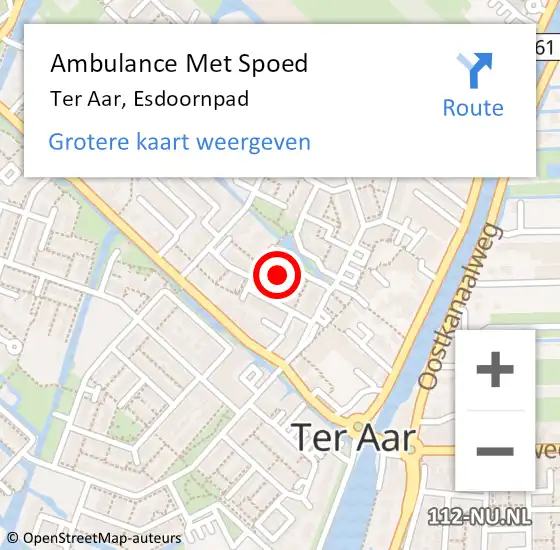 Locatie op kaart van de 112 melding: Ambulance Met Spoed Naar Ter Aar, Esdoornpad op 8 juli 2022 17:27